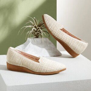 NEW Skechers Cleo Flex Vegan Slip-on Wedge Doin Alright Knit Loafer Sawdust 11